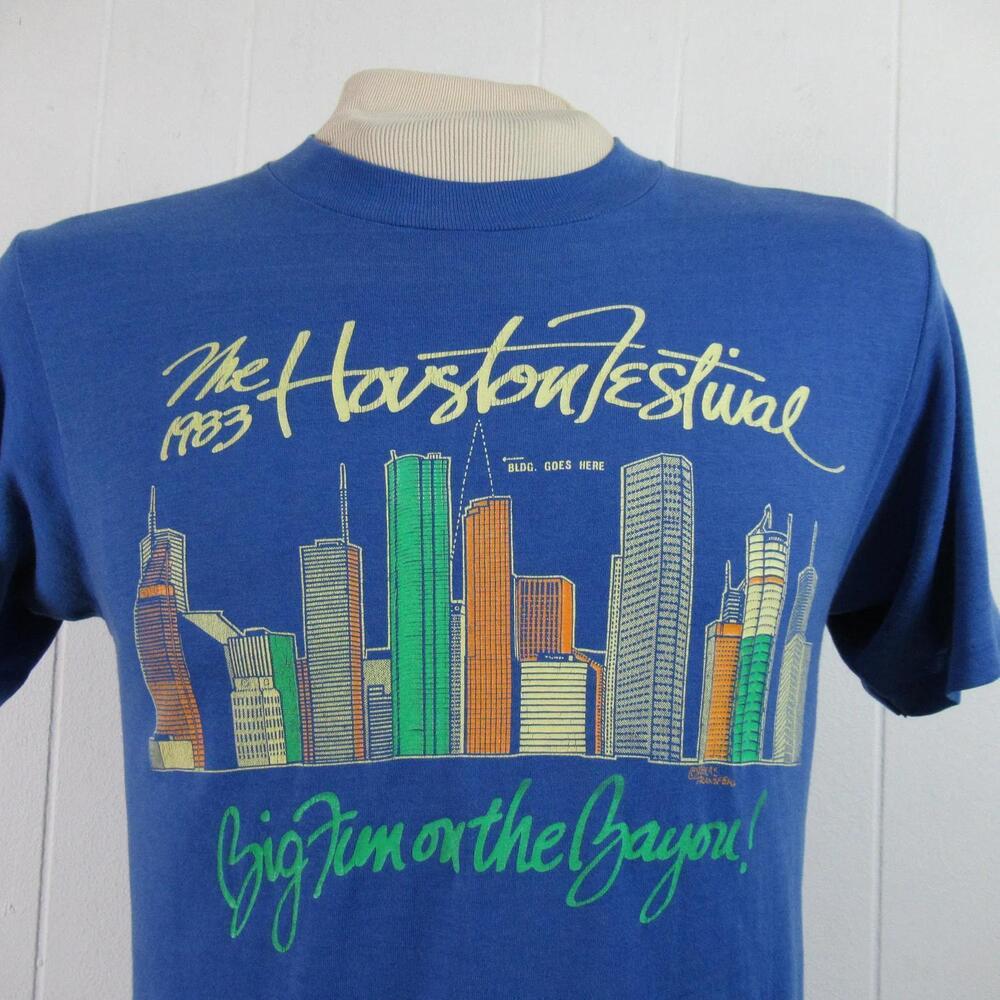 Houston Texas 1980s Graphic Travel Souvenir Size Large Tee